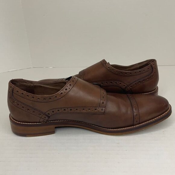 Johnston & Murphy Dress Shoes Men 9.5 M Brown Leather Double Monk Strap Cap Toe - Picture 8 of 15